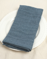 Stone Washed Linen Hemmed Dinner Napkin (Denim), Set of 6