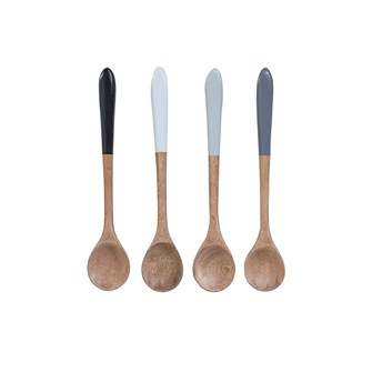 Hand-Carved Mango Wood Spoon W/ Color Dipped Handle, 3 Colors