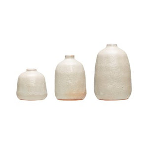 Terra-Cotta Vases, Grey Sand Finish, Set Of 3