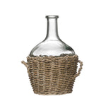 Glass Bottle in Woven Seagrass Basket with Handles
