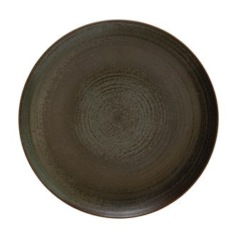 Round Stoneware Plate, Reactive Glaze, Blue/Brown