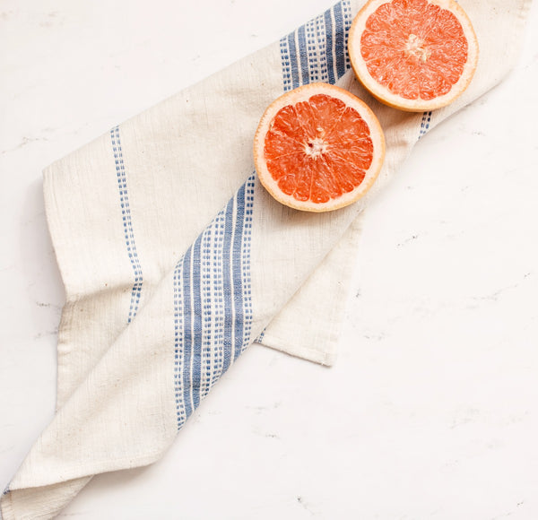 Aden Cotton Napkin, White & Navy