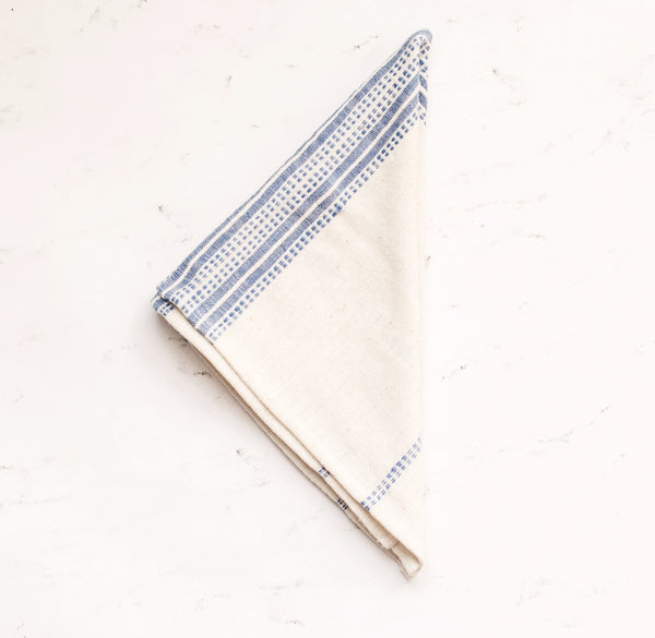 Aden Cotton Napkin, White & Navy