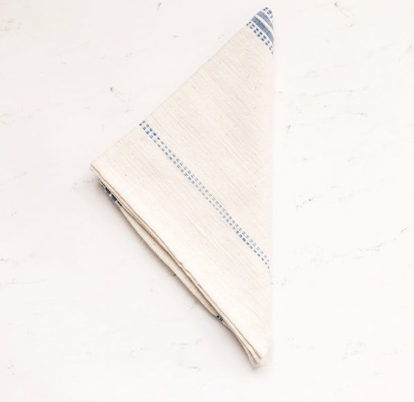 Aden Cotton Napkin, White & Navy