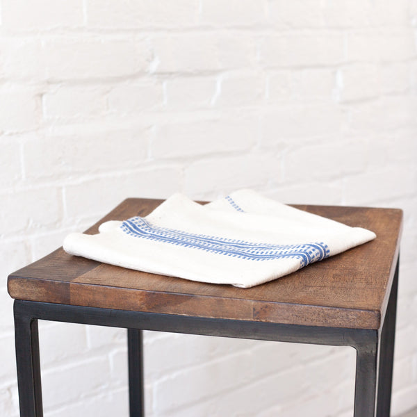 Aden Cotton Napkin, White & Navy
