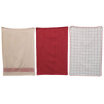 Red Woven Cotton Tea Towels, Set of 3