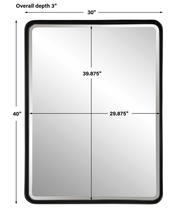 Crofton Black Large Mirror, 30"W x 3"D x 40"H