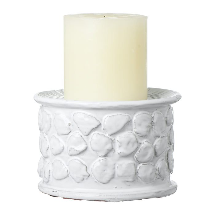 White Terracotta Candle Holder