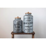 Fleur Metal Jar with Wooden Lid
