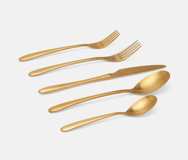 Alba, Gold Flatware, 5 Piece Set