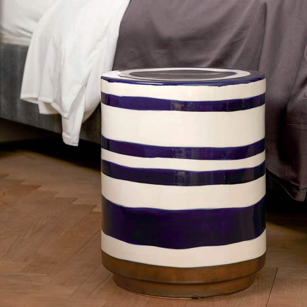 Belda White/Blue Stool