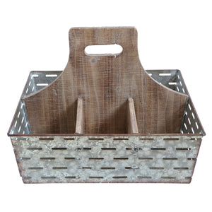 Metal & Wood Caddy with 9-Compartments