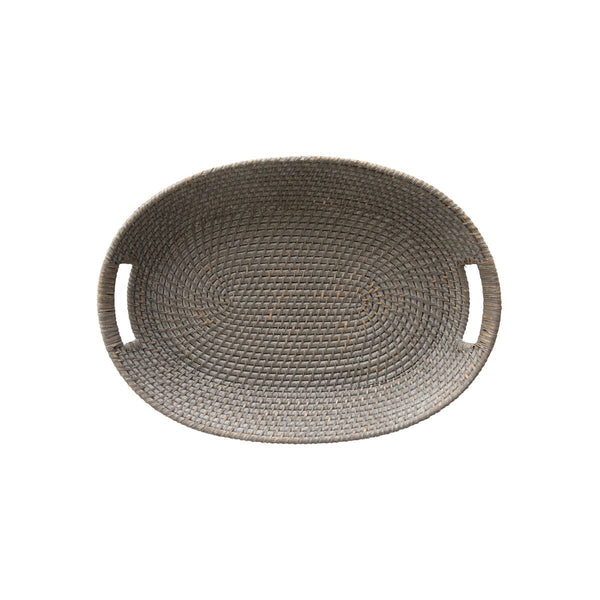 Decorative Hand-Woven Rattan 7 Palm Tray with Handles