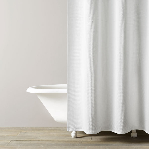 Hotel Waffle Shower Curtain, White/ Unique