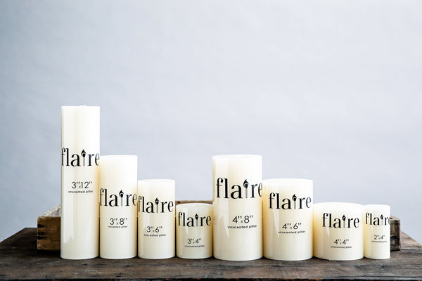 Unscented Pillar Candles, Various Sizes