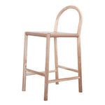 Julia Counter Stool, Camel Leather w/ Natural Teak Wood
