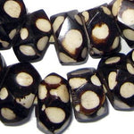 Polka Dot Batik Bone Beads, Faceted