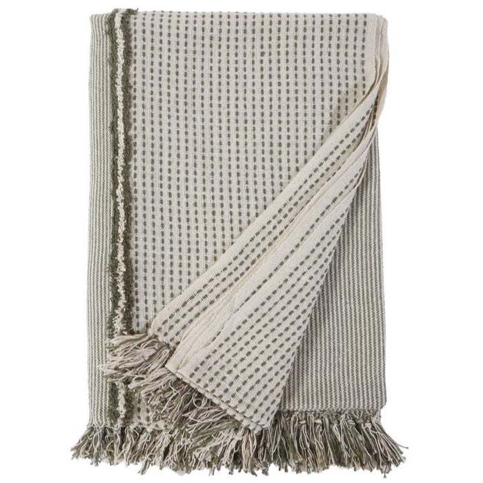 Jagger Oversized Throw - Ivory/ Moss