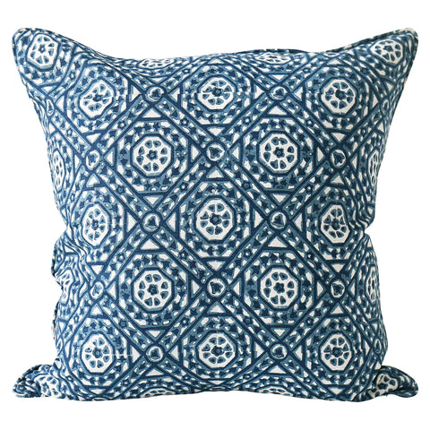 Jaisalmer Denim Linen Cushion, 22" x 22"