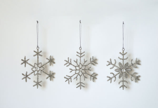 Beaded Snowflake & Jewel Ornament, 3 Styles