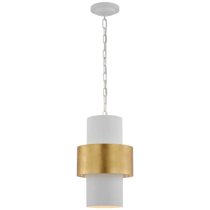 Chalmette 11" Layered Pendant, Plaster White and Gild