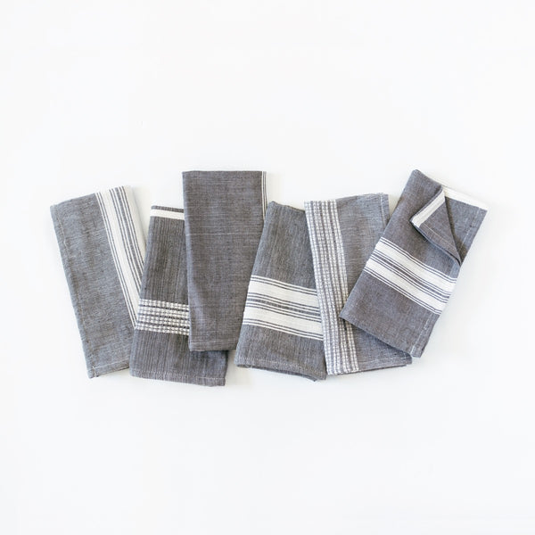 Aden Cotton Napkins, White & Grey
