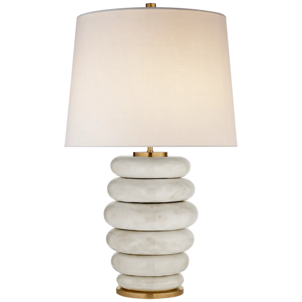 Phoebe Stacked Table Lamp, Antiqued White