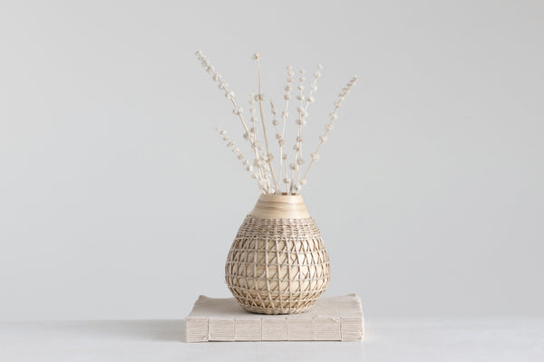 Bamboo Vase with Seagrass Weave