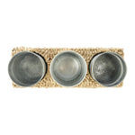 Hand Woven Bankuan Tray with 3 Metal Containers