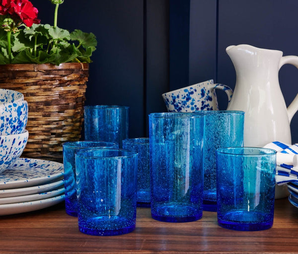 Azul, Sky Blue Highball Glass, Hand Blown