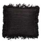 Black Jute Pillow with Frayed Trim