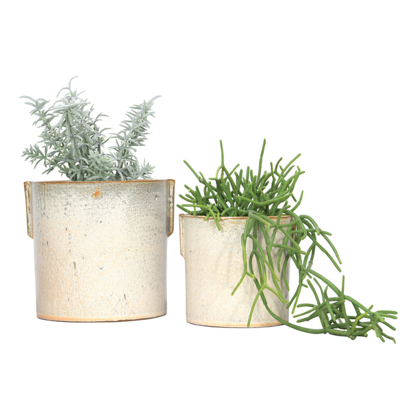 Stoneware Flower Pot with Reactive Glaze, 2 Sizes