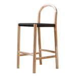 Julia Barstool, Black Leather w/ Natural Teak Wood