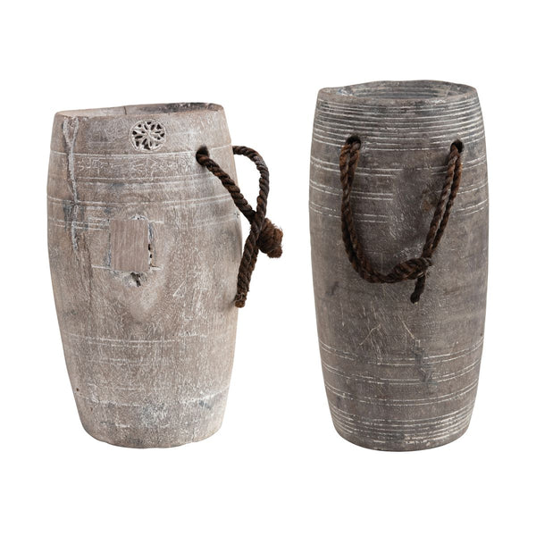 Round Wood Pot