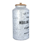 Decorative Galvanized Metal Container with Wood Lid "Grains"