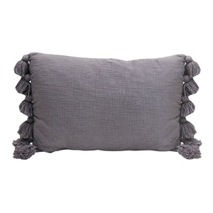 Cotton Slub Lumbar Pillow with Tassels, 16" x 24"