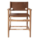 Claire Dining Chair, Camel Leather w/ Natural Teak Wood