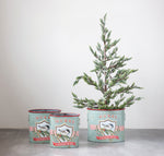 Embossed Metal Buckets with Bird & Metal Handles