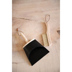 Beechwood Brush & Metal Dust Pan with Leather Straps