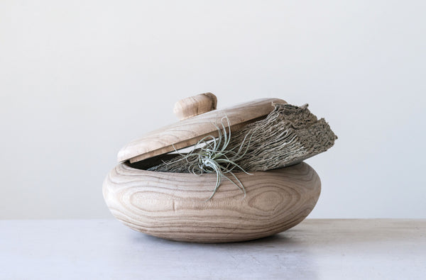 Decorative Paulownia Wood Container with Lid