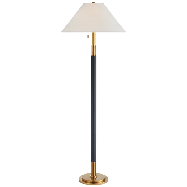 Garner Floor Lamp, Brass and Navy