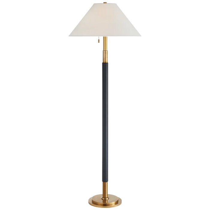 Garner Floor Lamp, Brass and Navy