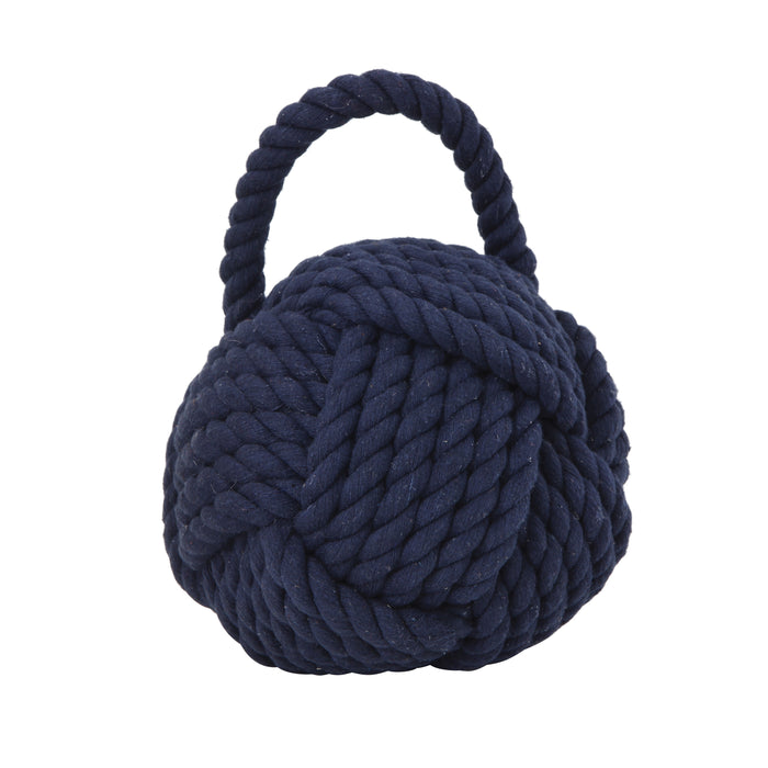 Rope Knot Doorstop, Blue