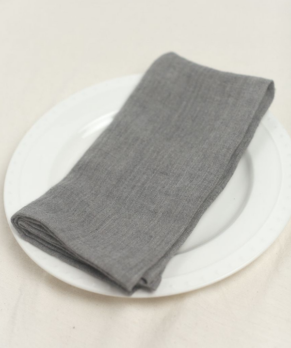 Stone Washed Linen Hemmed Dinner Napkin (Oyster), Set of 6