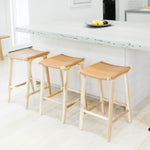 Nel Barstool, Camel Leather w/ Natural Teak Wood