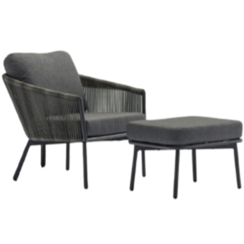 Yarrow Chair and Ottoman, Gray