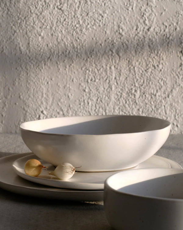 Speckled White Dinner Plates, Set of 4