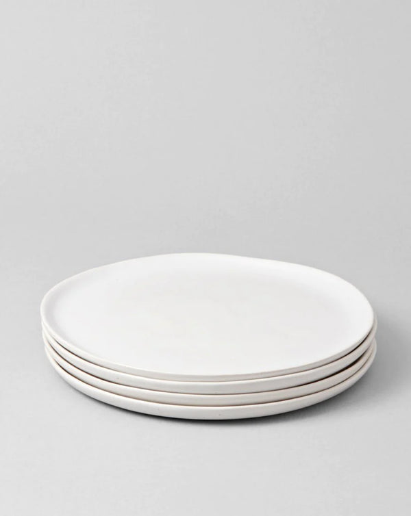 Speckled White Dinner Plates, Set of 4