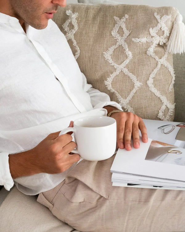 Speckled White Mugs, Set of 4