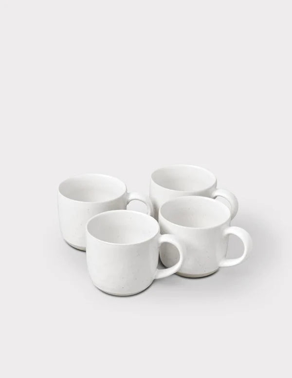Speckled White Mugs, Set of 4